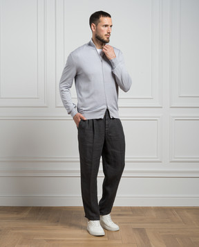 Cashmere&Whiskey Серый кардиган с шелком и кашемиром FS08
