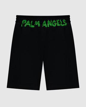 Palm Angels Чорні шорти з принтом логотипа PMCI010S24FLE002