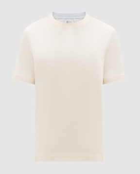 Brunello Cucinelli Желтая футболка с эффектом наложения слоев M0B137427