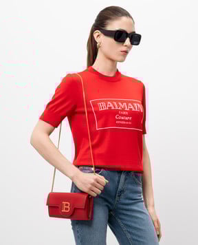 Balmain Червона шкіряна сумка-гаманець B-Buzz DN1ON197LAVE