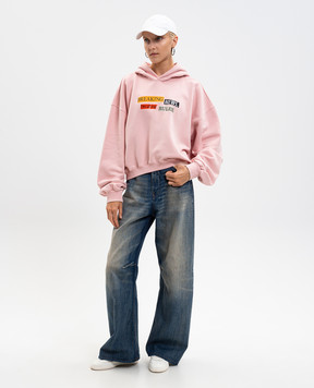 Palm Angels Розовые худи с принтом надписи PWBB076F25FLE005