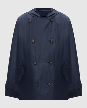 Brunello Cucinelli Синяя двубортная ветровка с цепочкой мониль MG5017868