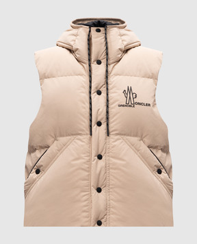 Moncler Grenoble Бежевый пуховый жилет с логотипом J20971A00008595M6