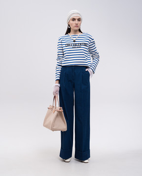 Valentino Белый лонгслив в полоску с принтом логотипа Chez Valentino 6B3MG24C962