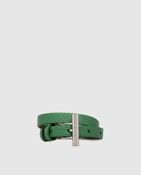 Alexander McQueen Зелений шкіряний браслет з логотипом 8134721AAUG