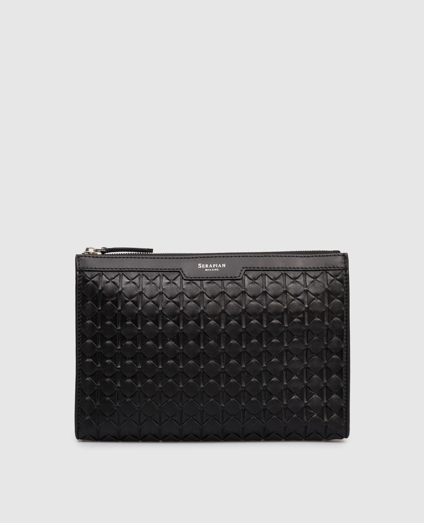 

Черный кожаный клатч с плетением, Клатчи