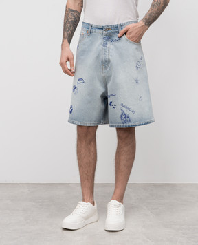 Vetements Блакитні джинсові шорти з принтом UA66SS510L