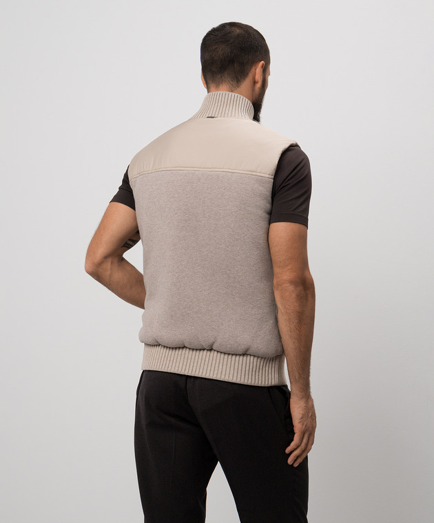 CAPOBIANCO Бежевый жилет с кашемиром с логотипом 17M142FWNY изображение 4