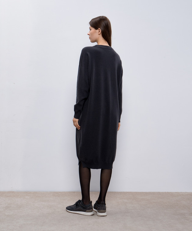 Peserico Серое платье из шерсти, шелка и кашемира с цепочкой мониль S92249F12B9018 изображение 4