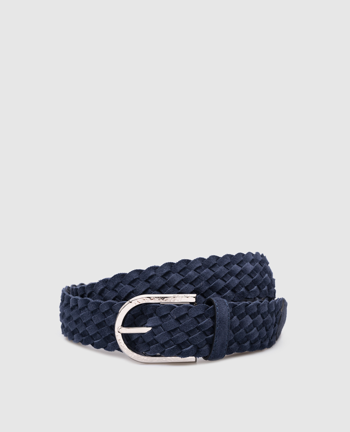 Blue suede belt with weaving