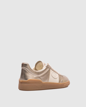 Valentino Золотисті шкіряні кросівки UPVILLAGE з логотипом 6W0S0IL9HEJ