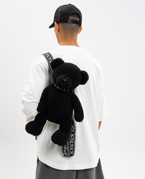 Palm Angels Чорний рюкзак у вигляді ведмедя Bear in mind з логотипом PMNB025C99FAB002