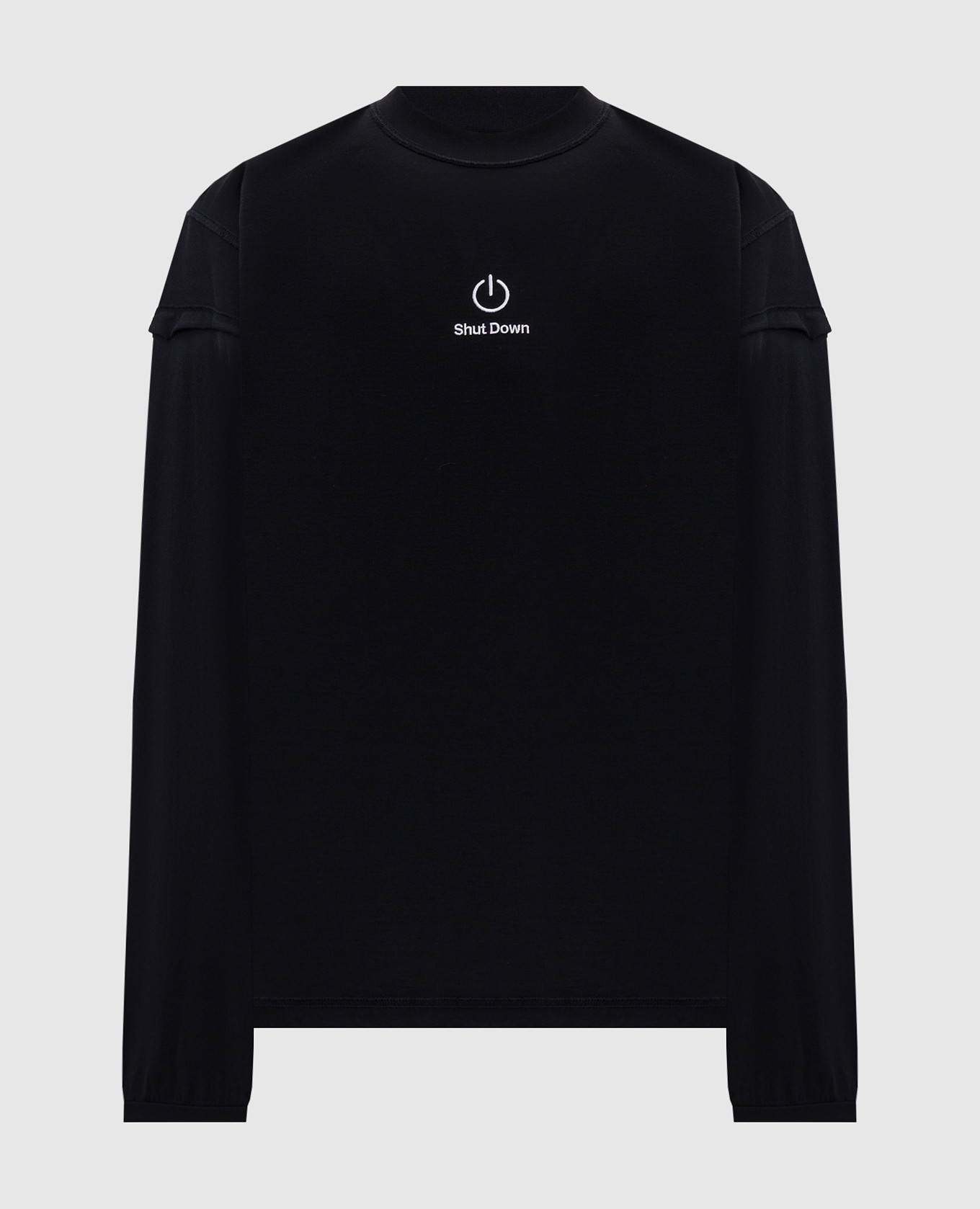 

Черный лонгслив с вышивкой надписи, Лонгсливы