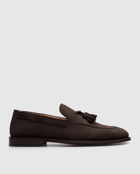 Brunello Cucinelli Коричневые замшевые лоферы с кистями MZUCCLB703
