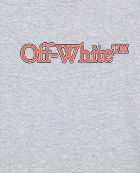 Off-White Дитяча сіра меланжева футболка з принтом логотипа OBAA002S25JER001