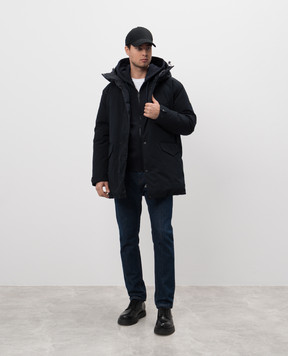 Moncler Синий пуховик с нашивкой логотипа J20911C0001557843