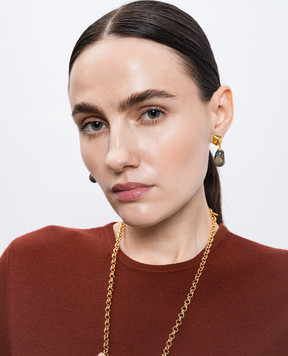 House of Fou Золотисті сережки Lake Ocean з позолотою 22 карат LAKEDROP