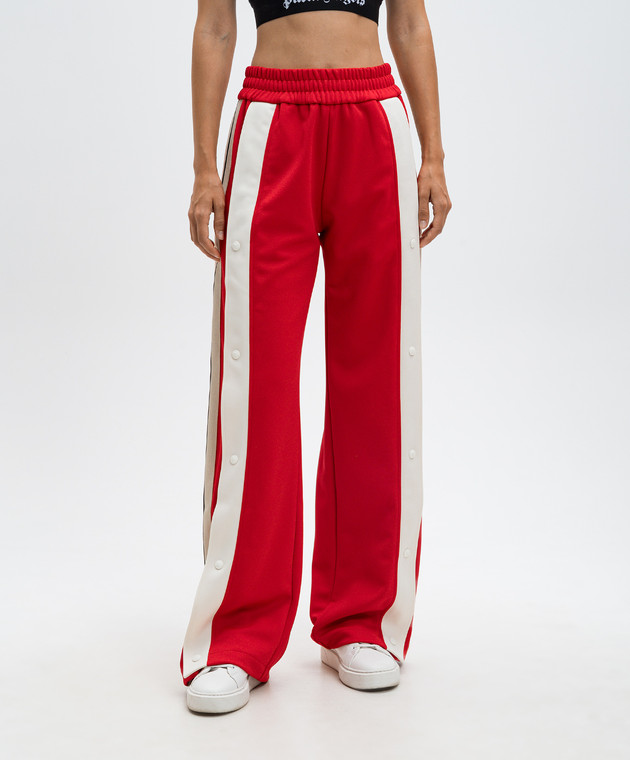 Palm Angels Красные спортивные штаны с лампасами PWCJ027F24FAB001 изображение 3