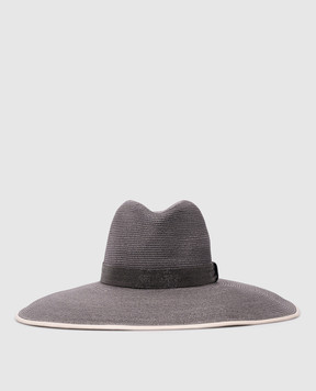 Brunello Cucinelli Сірий капелюх з коноплями з ланцюжком моніль MCAP90090