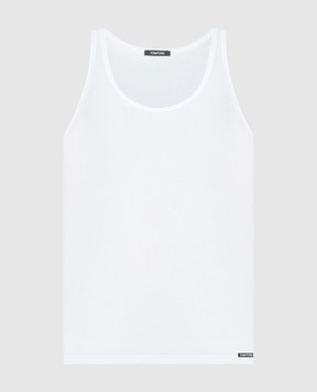 Tom Ford Біла майка в рубчик з нашивкою логотипа T4D101210
