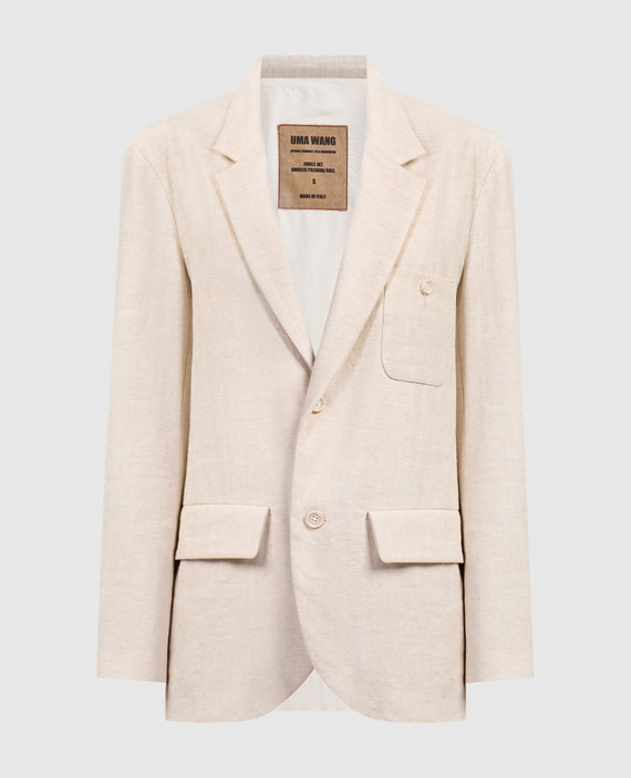 Pachira beige linen and cashmere combination jacket