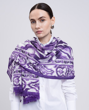 Dolce&Gabbana Біле парео в принт Майоліка O4A01JONO20