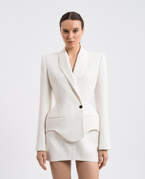 Thierry Mugler Белый двубортный жакет с шерстью 25P1VE0390196