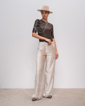 Brunello Cucinelli Коричневий топ з ланцюжком моніль MG922EF210