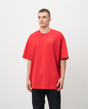 Off-White Красная футболка с принтом 3D OMAA161F24JER005