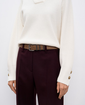 Brunello Cucinelli Коричневый кожаный ремень с цепочкой мониль M0JUMC33U