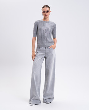 Ermanno Scervino Серый топ с шерстью и кашемиром с кристаллами D475L301CTEJY