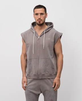 Maison Margiela MM6 Серая спортивная куртка без рукавов с винтажным эффектом SH2HG0005M25013
