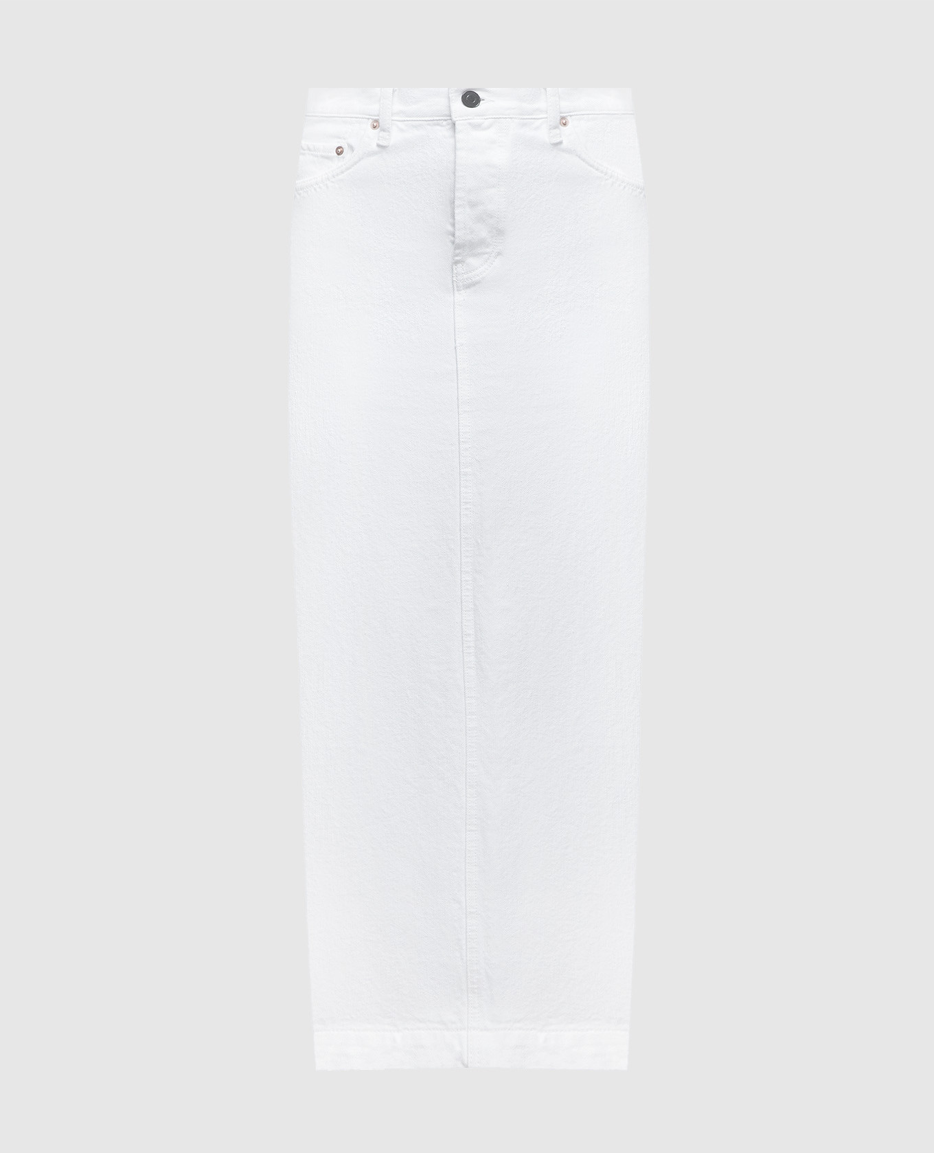 White denim skirt with logo patch