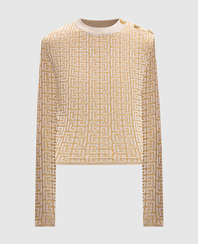 Balmain Бежевий джемпер у візерунок PB Labyrinth DF2AR910KH69