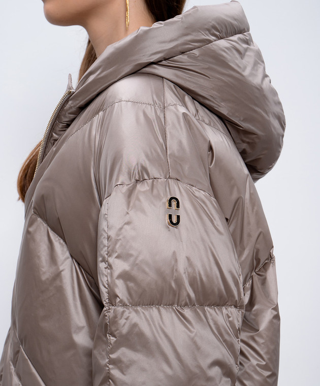 Stilnology Бежевая пуховая куртка с логотипом 75T554 изображение 5