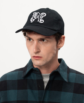 Palm Angels Чорна кепка з вишивкою монограми логотипа PMLB094C99FAB002