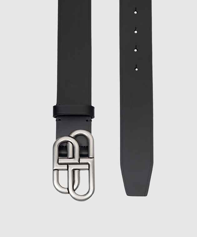 Balenciaga Черный кожаный ремень с логотипом BB 6741811CH0B изображение 3
