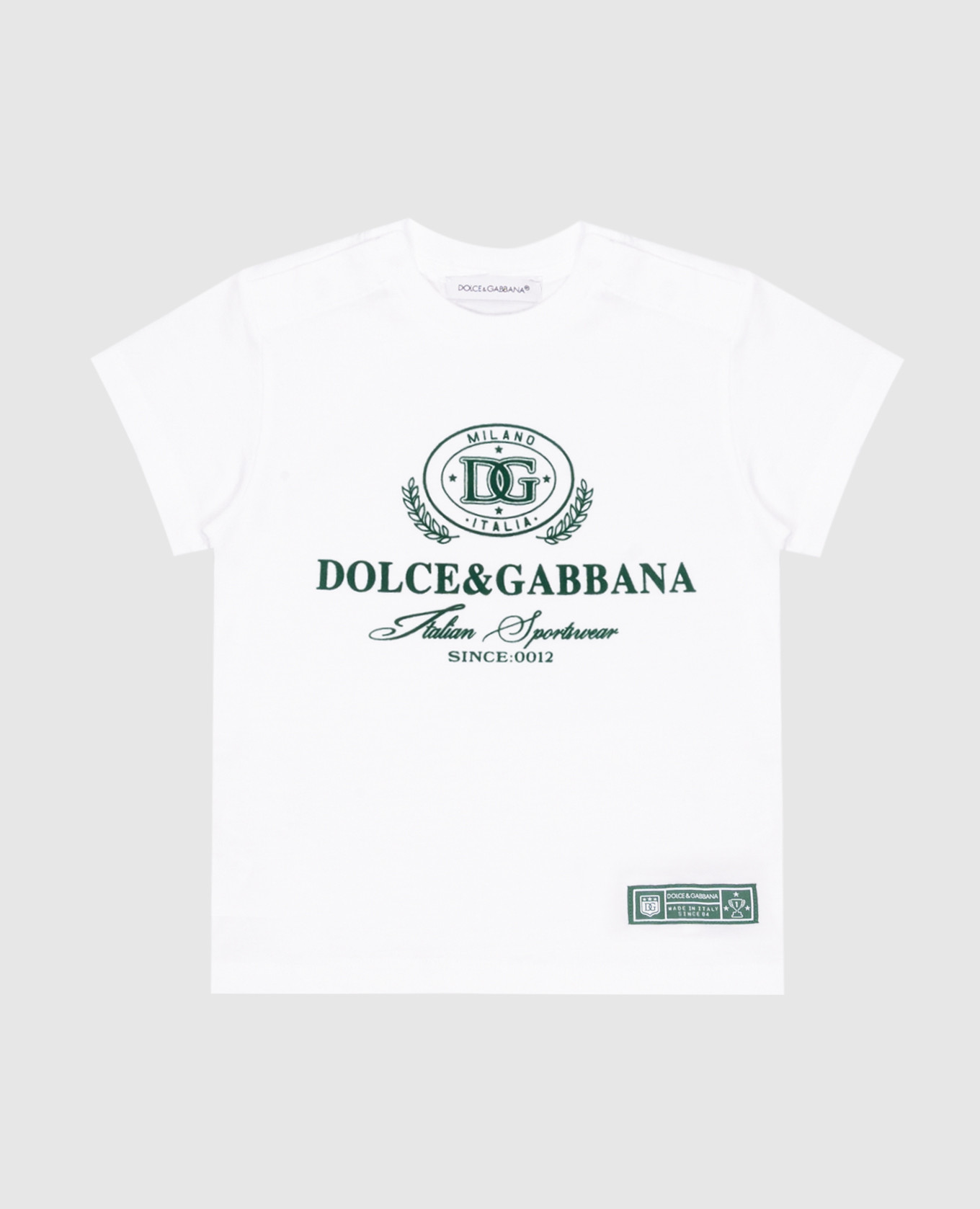 

Детская белая футболка с фактурным логотипом Dolce&Gabbana, Белый, Футболки