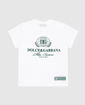 Dolce&Gabbana Дитяча біла футболка з фактурним логотипом Dolce&Gabbana L4JTHVG7NVW812+