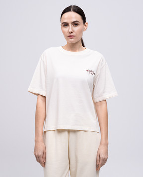 Woolrich Бежевая футболка с вышивкой логотипа CFWWTE0101FRUT3855