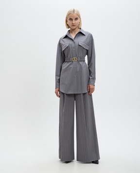 Twinset Серые брюки в полоску с логотипом 242TP2284