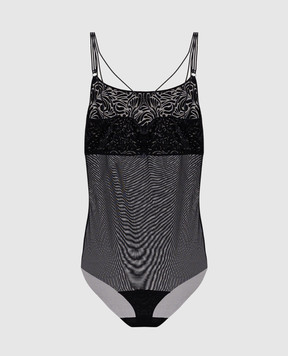 Wolford Черное боди Iris с кружевом 79124