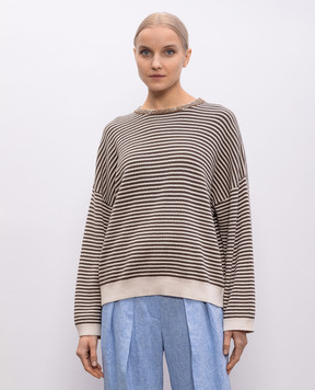 Brunello Cucinelli Бежевый джемпер в полоску M19253610