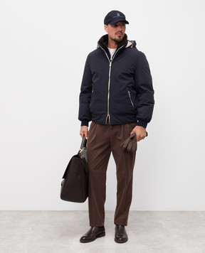 Brunello Cucinelli Синя пухова куртка з овчиною MV4061606