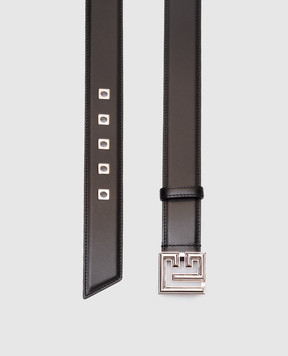 Balmain Чорний шкіряний ремінь з монограмою логотипа DM1WJ016LVTL