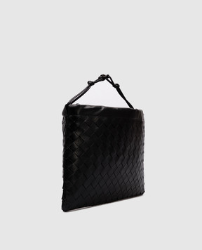 Bottega Veneta Чорна шкіряна плетена сумка-кісет з плетінням 796728V3IV1
