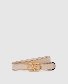 Valentino Бежевий шкіряний пояс з емблемою VLogo 7W2T0SM7IYR