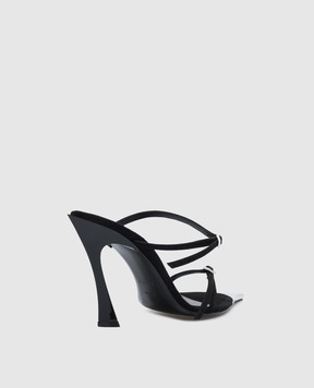 Thierry Mugler Черные замшевые мюли с металлической отделкой MUSS24SC014TL001