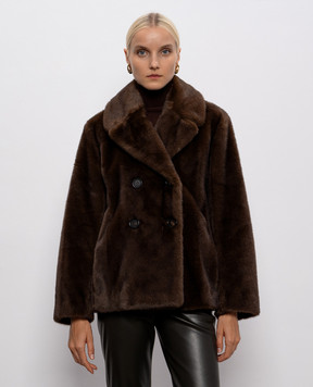 Max Mara Коричневое двубортное пальто LAURA LAURA