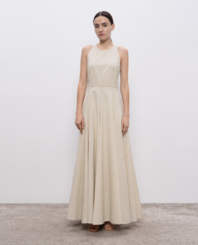 Brunello Cucinelli Бежевое платье макси в узор. MQ994A5343
